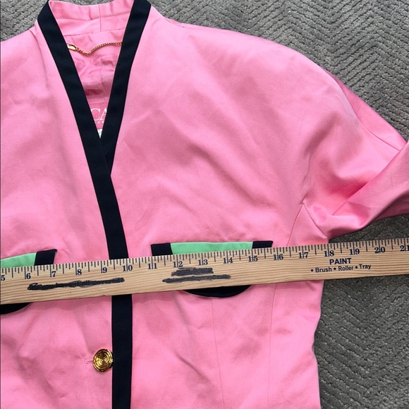 Escada by Margaretha Ley Pink Cotton Blazer Jacket Gold Buttons Size 42 Vintage - Picture 12 of 14